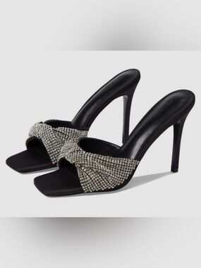 Tony Bianco Embellished Rhinestone Fringe Mule Heels - sz 8.5 - $180